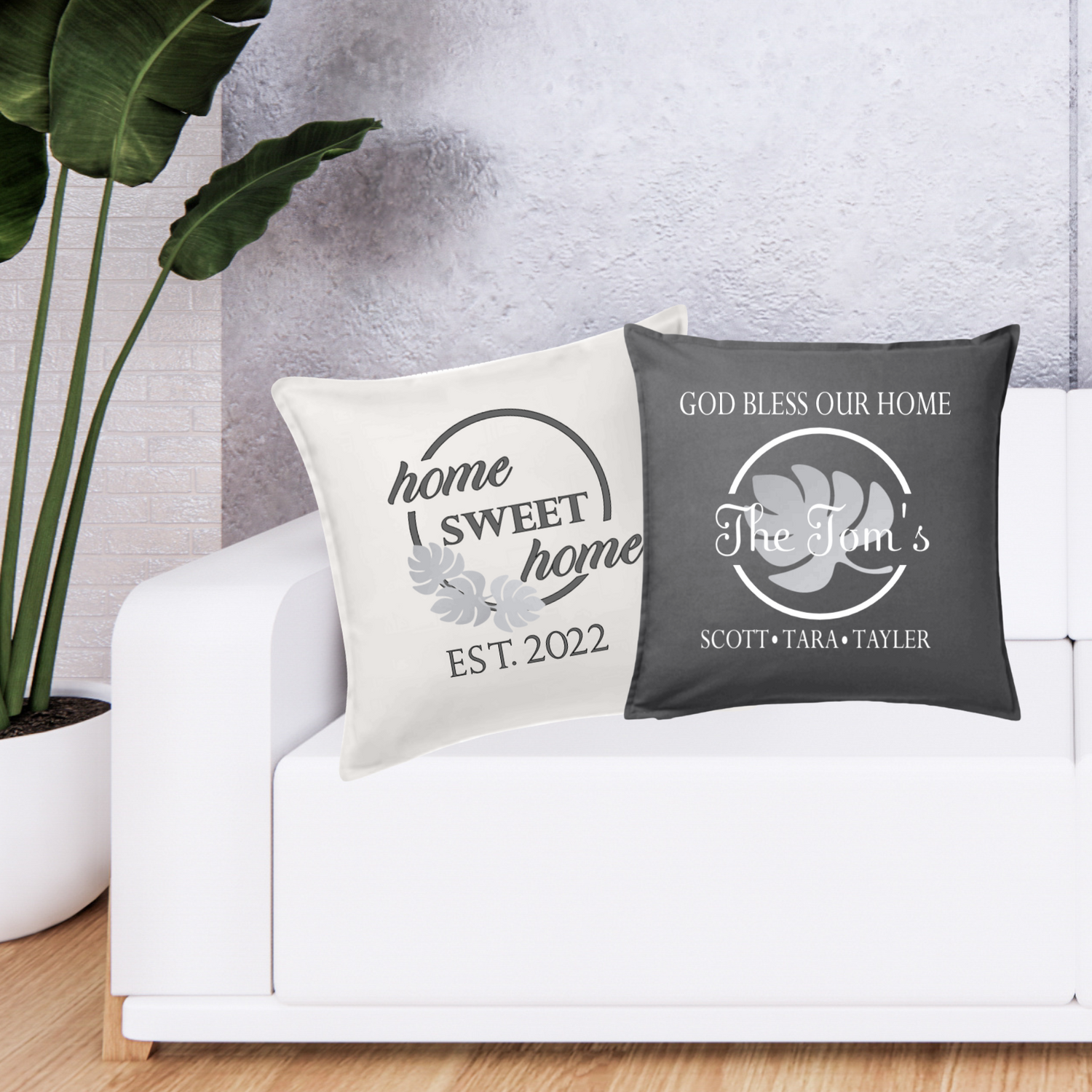 <span data-mce-fragment="1">These beautiful pillow covers comes personalized with last and first names. The monstera leaf gives it a special Hawaiian flair that will compliment any home decor. They make wonderful gifts for housewarming, Re
