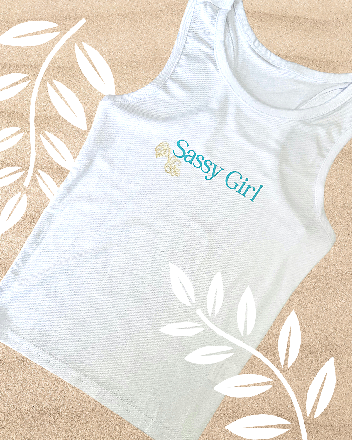 Girls Youth Sassy Girl Racerback Tank Top - White