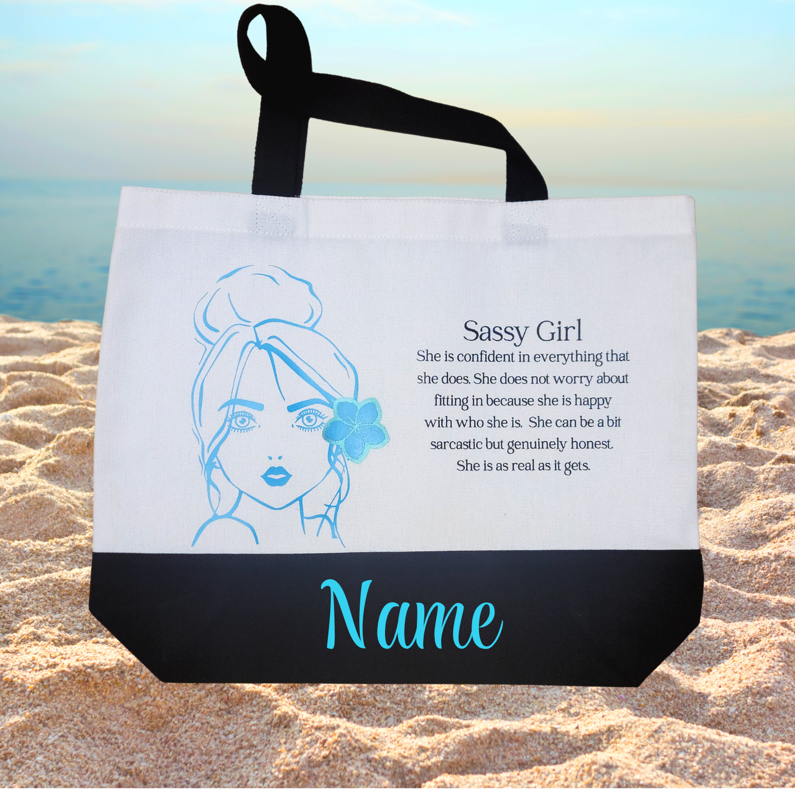 Sassy Girl Tote Bag Canvas Personalized White – Simply Kalani
