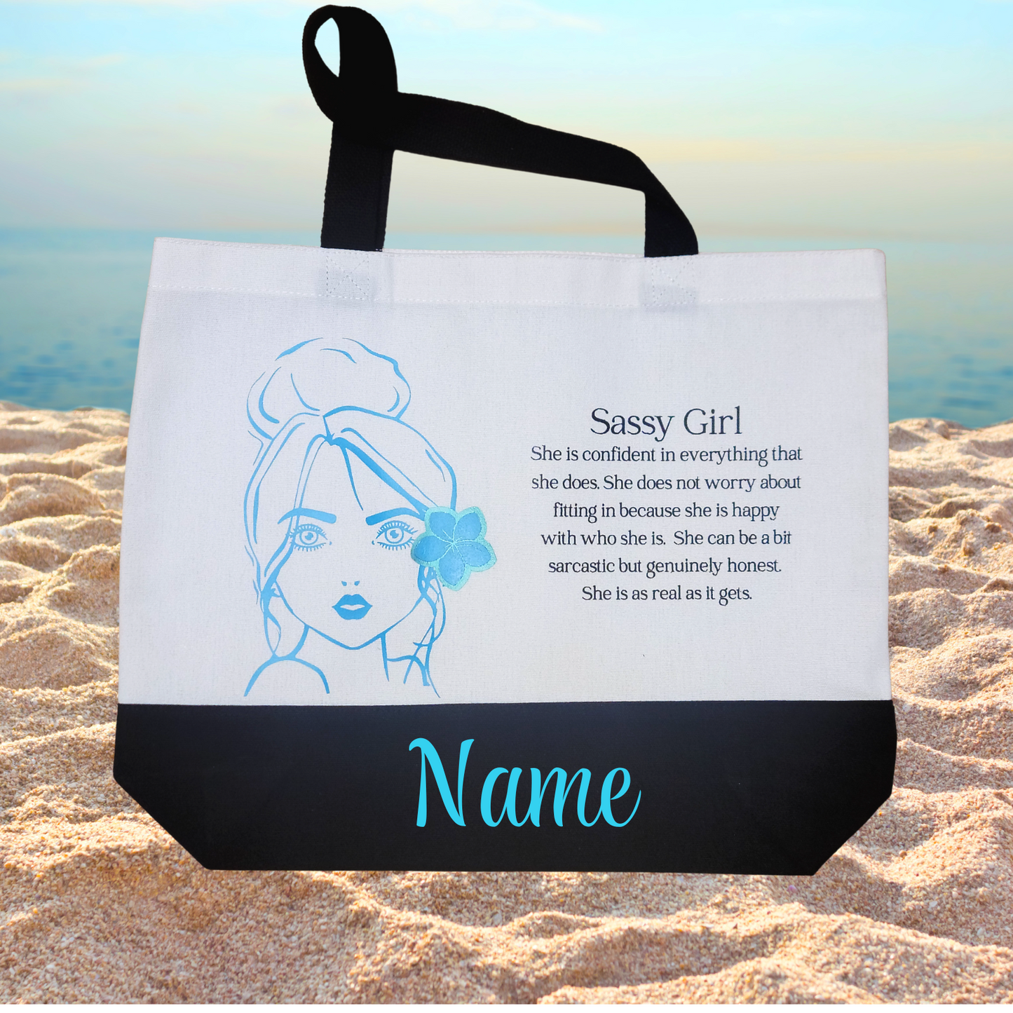 Sassy Girl Tote Bag - Canvas - Personalized - White