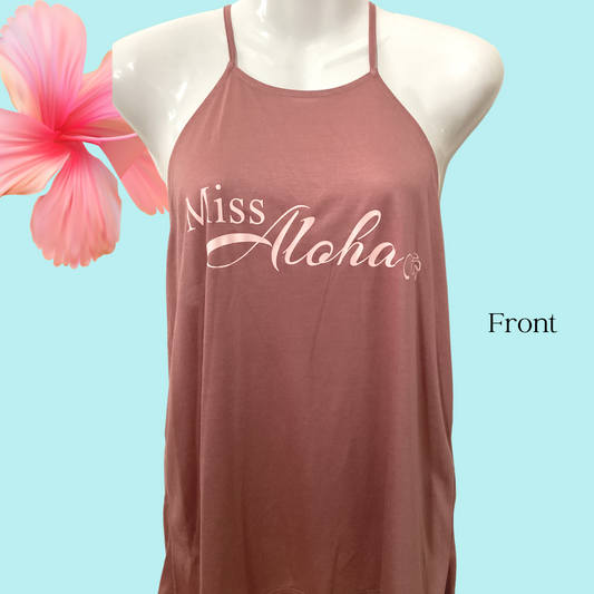 Womens "Miss Aloha" Halter Top in Mauve