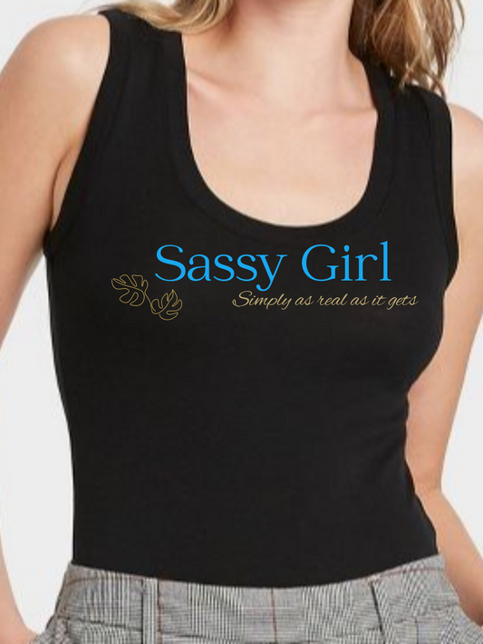 Womens Sassy Girl Sleeveless Fitted Tank Top - Black